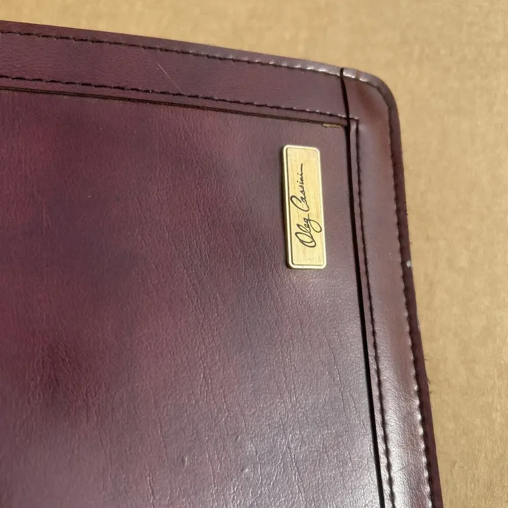 Vintage Oleg Cassini Brown Leather Look Portfolio Briefcase Organizer Taiwan